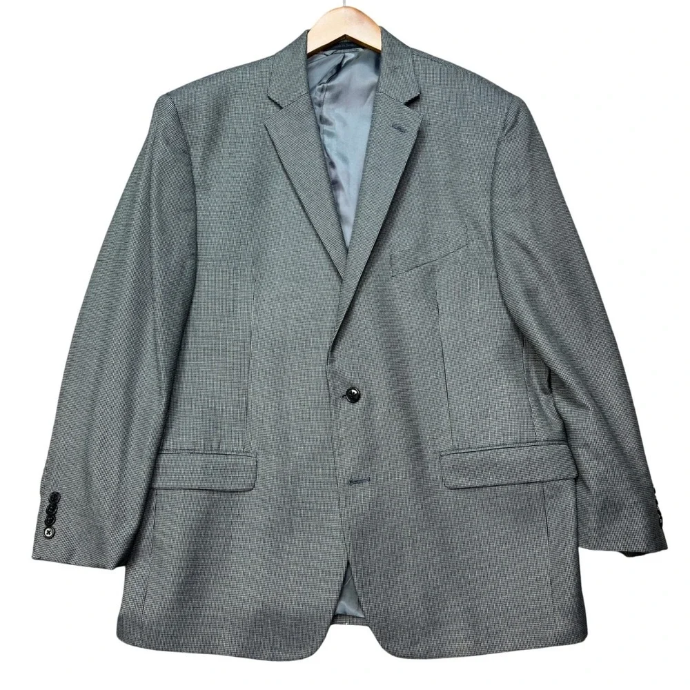 Lauren Ralph Lauren Mens 44R Grey Micro Houndstooth Two Button Blazer Sport Coat